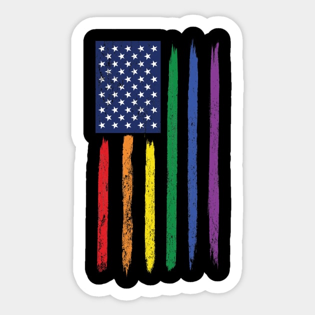 LGBT Rainbow Flag USA Patriotic Pride Awareness Sticker by adelinachiriac